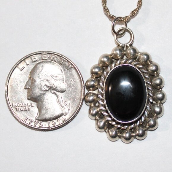 Vintage Western Onyx Sterling Silver Necklace - Picture 3 of 7